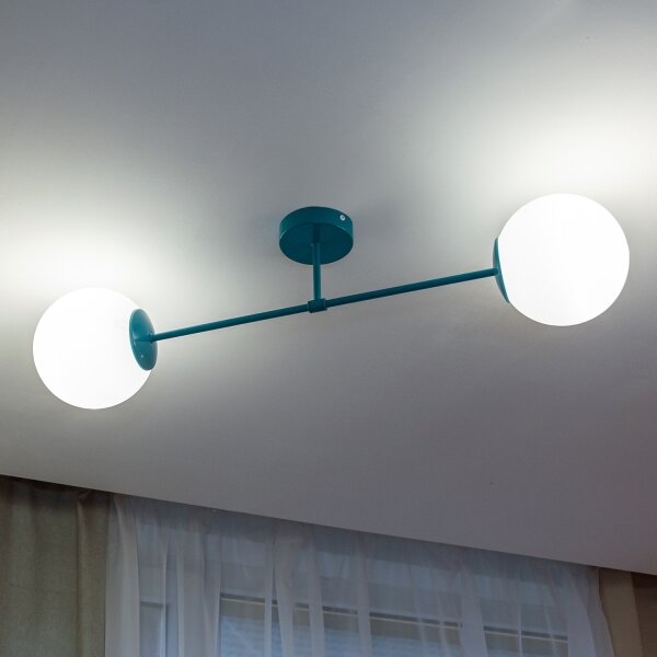 Přisazený lustr MOON 2xE27/15W/230V tyrkysová