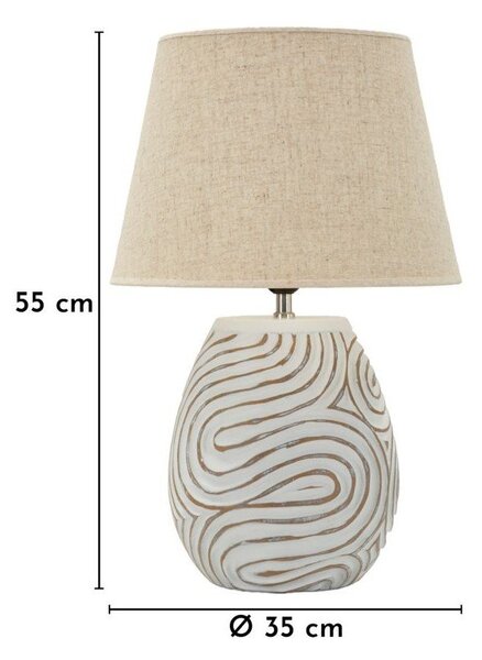 Krémová stolní lampa z polyresinu s textilním stínidlem (výška 55 cm) Oblix – Mauro Ferretti