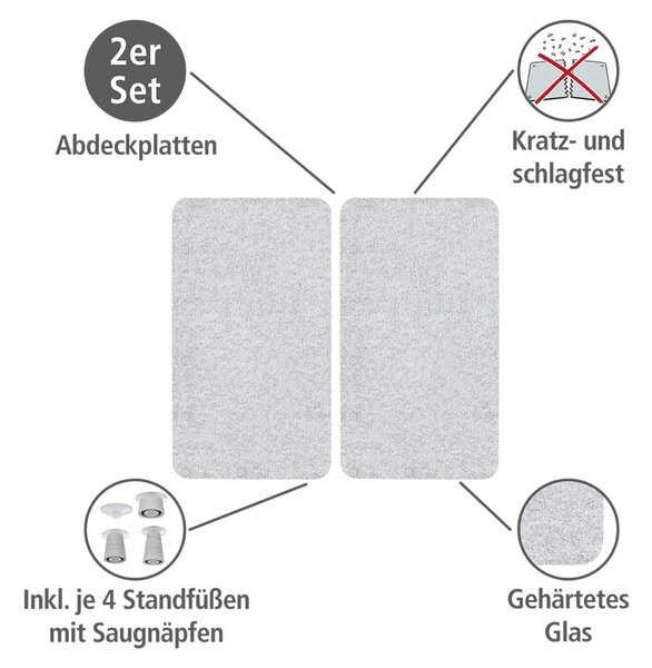 Sada 2 skleněných krytů na sporák Wenko Transparent