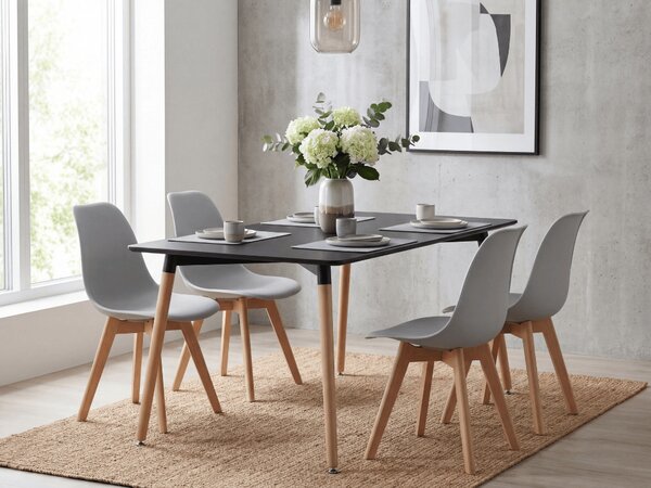 Jídelní set 1 + 4, černý stůl ADRIA 120x80 cm + šedá židle KITO
