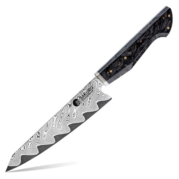 Víceúčelový nůž z damaškové oceli AUS10 Kurogane SaKuRo 13,7 cm