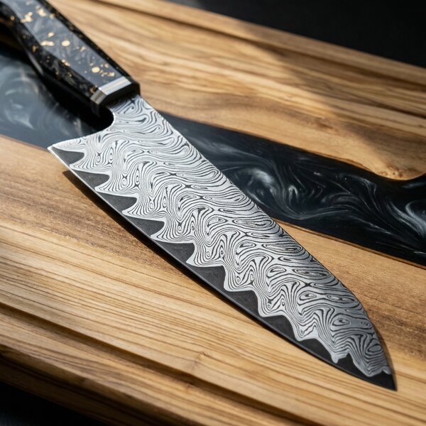 Šéfkuchařský nůž z damaškové oceli AUS10 Kurogane SaKuRo 20,7 cm