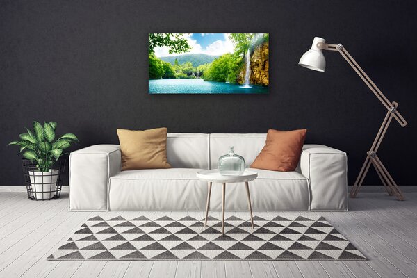 Obraz na plátně Vodopád Jezero Příroda 140x70 cm