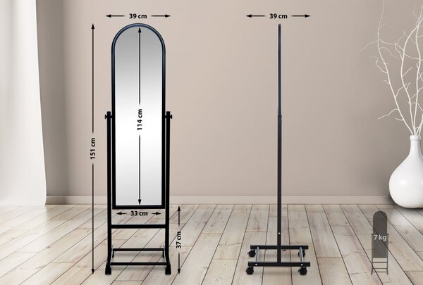 Stojící zrcadlo Evoir 317225 - 151x39x39 cm - Černá
