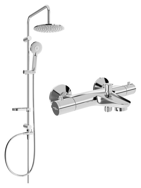 Mexen Carl vanovo-sprchový set s dešťovou sprchou a vanovou termostatickou baterií Nox, chromová, 77350240-00