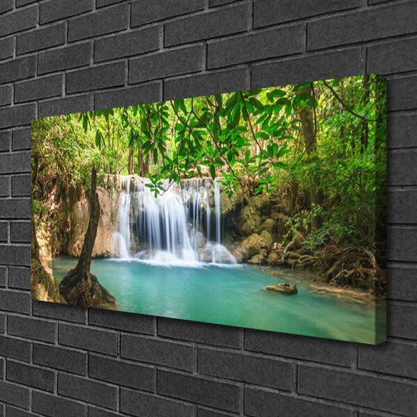 Obraz na plátně Vodopád Jezero Les Příroda 100x50 cm