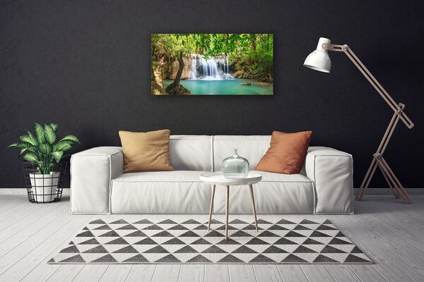 Obraz na plátně Vodopád Jezero Les Příroda 100x50 cm