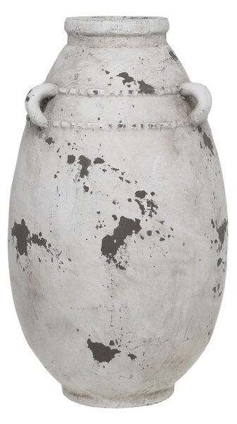 Bílo-šedá antik terakotová váza s oušky Frejus - Ø 21*36 cm - Chic Antique