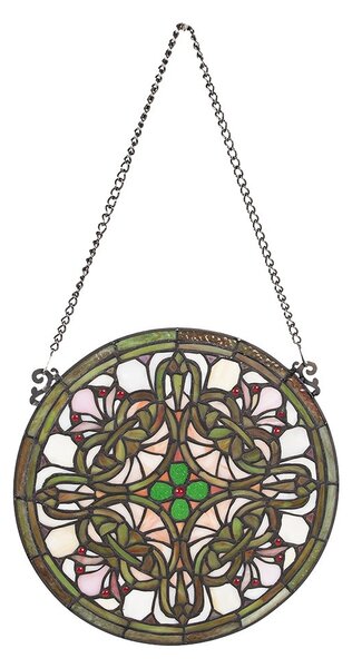 Skleněný kulatý závěsný Tiffany panel - Ø 30*1 cm - Clayre & Eef