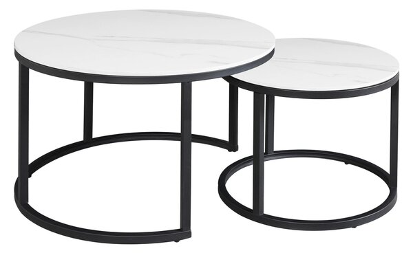 SADA KONFERENČNÍCH STOLKŮ, bílá, kámen, 68/43/68 cm MID.YOU - Konferenční stolky, Online Only