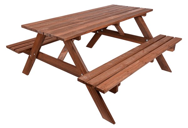 Masivní dřevěný pivní set se sklopnými lavice 180 cm (mořený)