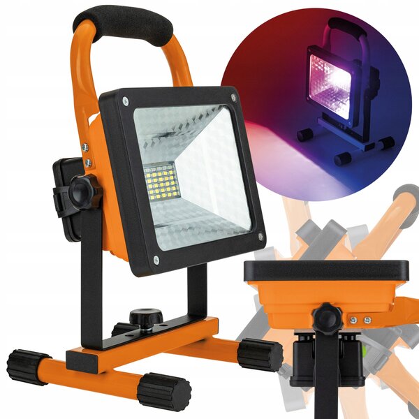 Akumulátorový LED reflektor / halogen se stojanem, neutrální bílá + 3 baterie
