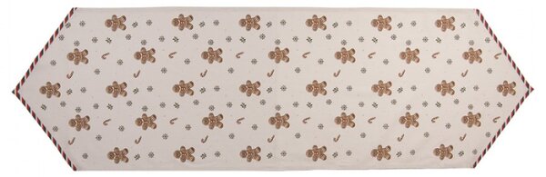 Béžový bavlněný běhoun na stůl s vánočními perníčky Classic Gingerbread Magic – 50x160 cm