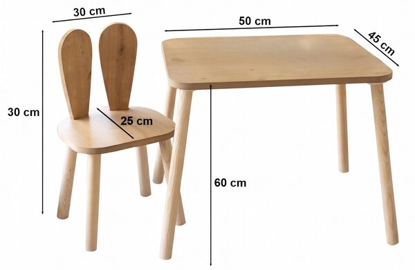 ASIR Dětský set stůl a židle BUNNY hnědá