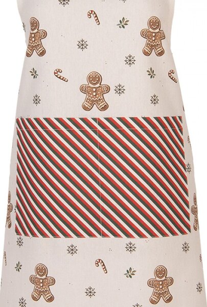 Béžová bavlněná kuchyňská zástěra s vánočními perníčky Classic Gingerbread Magic – 70x85 cm
