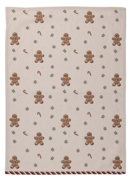 Béžová bavlněná utěrka s vánočními perníčky Classic Gingerbread Magic – 50x70 cm