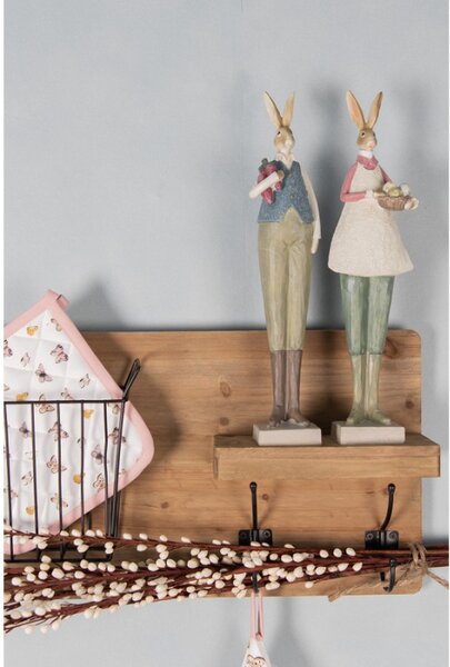 Velikonoční figurka králíčka s košíkem vajíček – 9x7x36 cm