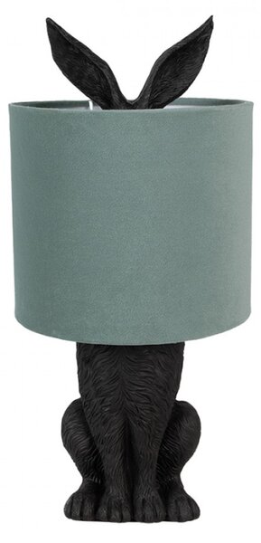 Černá stolní lampa králík s tyrkysovým stínidlem Konijn – 20x43 cm