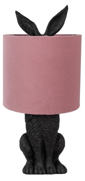 Černá stolní lampa králík s růžovým stínidlem Konijn – 20x43 cm