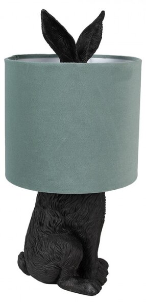 Černá stolní lampa králík s tyrkysovým stínidlem Konijn – 20x43 cm