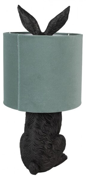 Černá stolní lampa králík s tyrkysovým stínidlem Konijn – 20x43 cm