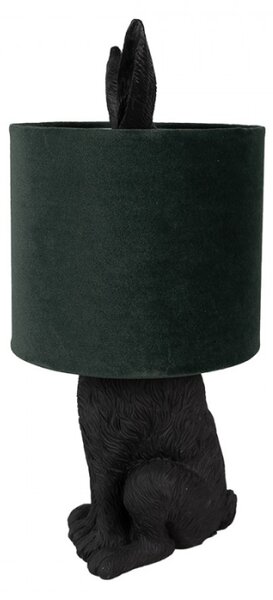 Černá stolní lampa králík s tmavě zeleným stínidlem Konijn – 20x43 cm