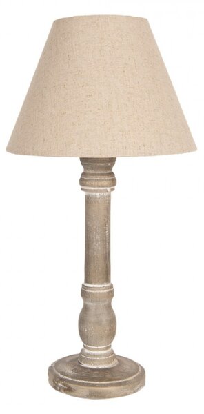 Hnědá stolní lampa s béžovým režným stínidlem Wiesje – 23x45 cm