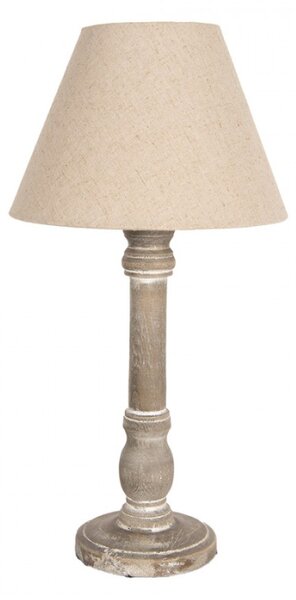 Hnědá stolní lampa s béžovým režným stínidlem Wiesje – 23x45 cm