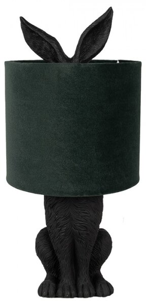 Černá stolní lampa králík s tmavě zeleným stínidlem Konijn – 20x43 cm