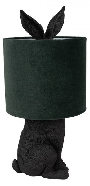 Černá stolní lampa králík s tmavě zeleným stínidlem Konijn – 20x43 cm