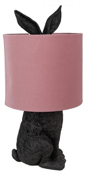 Černá stolní lampa králík s růžovým stínidlem Konijn – 20x43 cm