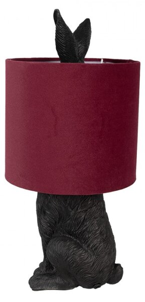 Černá stolní lampa králík s vínovým stínidlem Konijn – 20x43 cm