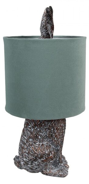 Hnědobílá stolní lampa králík s tyrkysovým stínidlem Konijn – 20x43 cm