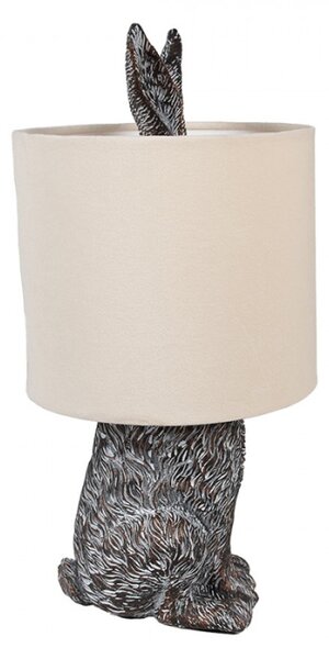 Hnědobílá stolní lampa králík s béžovým stínidlem Konijn – 20x43 cm