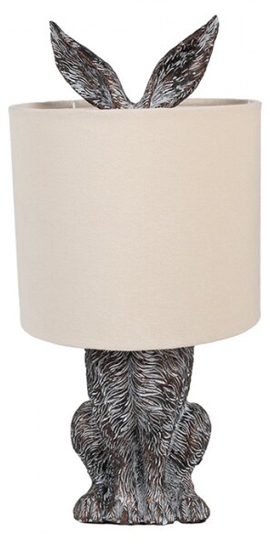Hnědobílá stolní lampa králík s béžovým stínidlem Konijn – 20x43 cm