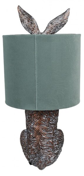 Hnědobílá stolní lampa králík s tyrkysovým stínidlem Konijn – 20x43 cm
