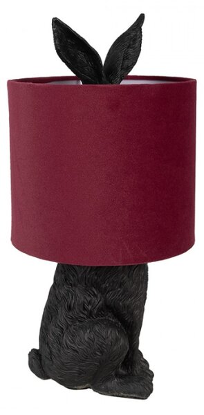 Černá stolní lampa králík s vínovým stínidlem Konijn – 20x43 cm