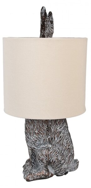 Hnědobílá stolní lampa králík s béžovým stínidlem Konijn – 20x43 cm