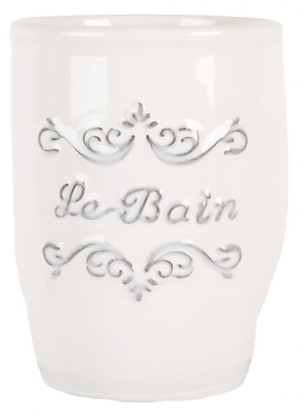 Keramický kelímek / držák na kartáčky s reliéfem Le Bain – 8x10 cm