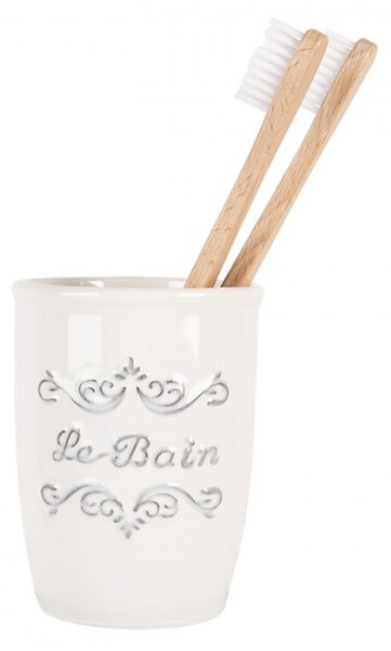 Keramický kelímek / držák na kartáčky s reliéfem Le Bain – 8x10 cm