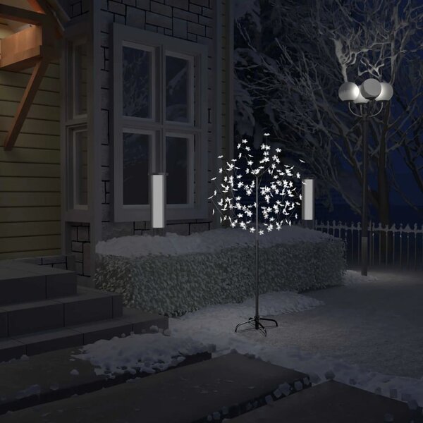 Vánoční strom 120 LED chladné bílé světlo třešňový květ 150 cm