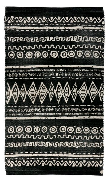 Černo-bílý bavlněný koberec Webtappeti Ethnic, 55 x 180 cm