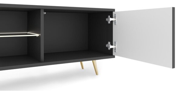 TV skříňka/stolek Biel 175 (s osvětlením) (černá)