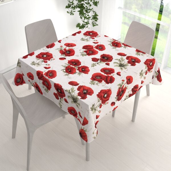 Biante Bavlněný čtvercový ubrus Sandra SA-632 Vlčí máky na bílém 60x60 cm