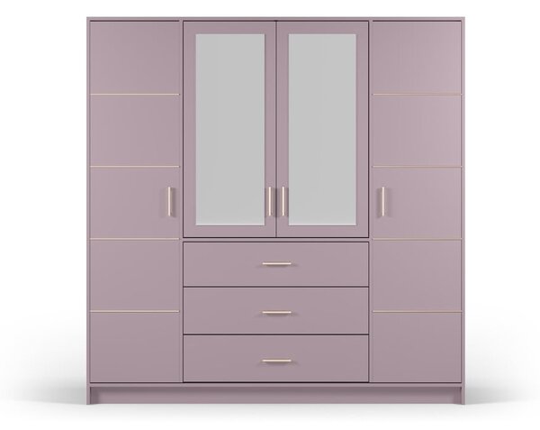 Růžová šatní skříň se zrcadlem 196x200 cm Burren - Cosmopolitan Design