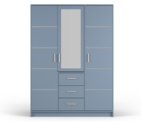 Modrá šatní skříň se zrcadlem 147x200 cm Burren - Cosmopolitan Design