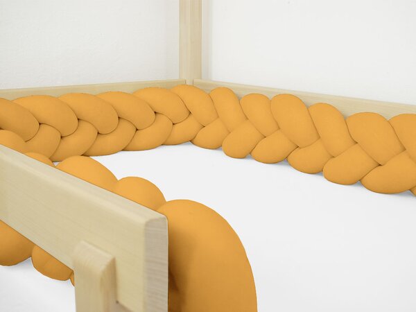 Bavlněný mantinel pletený do copu ze 3 pramenů - Šedá, 450 cm (4,5 metru)