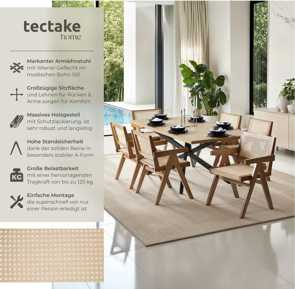 Tectake® Lissy křeslo v boho stylu 59 x 56,5 x 82,5 cm, nosnost 120 kg