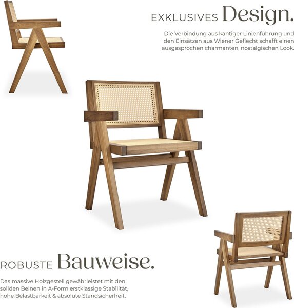 Tectake® Lissy křeslo v boho stylu 59 x 56,5 x 82,5 cm, nosnost 120 kg