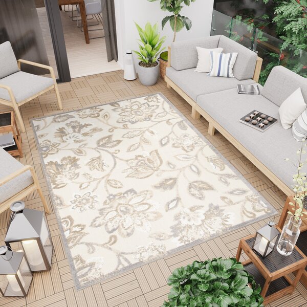 Makro Abra Moderní kusový koberec AVENTURA EC93B Květy krémový Rozměr: 80x200 cm